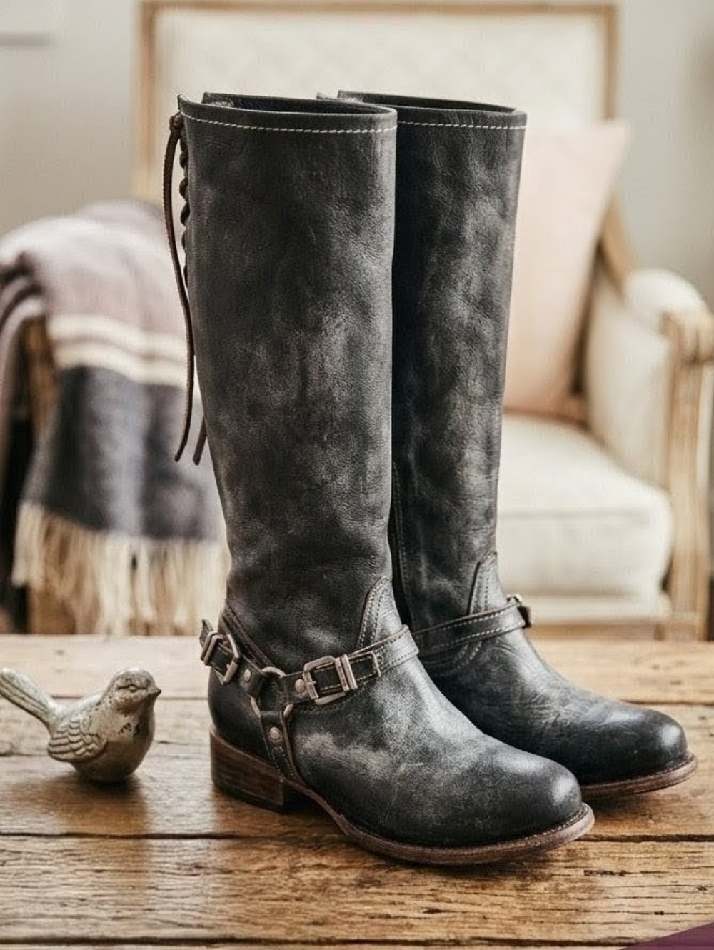 Freebird by Steven Raleigh Gray Leather Boots